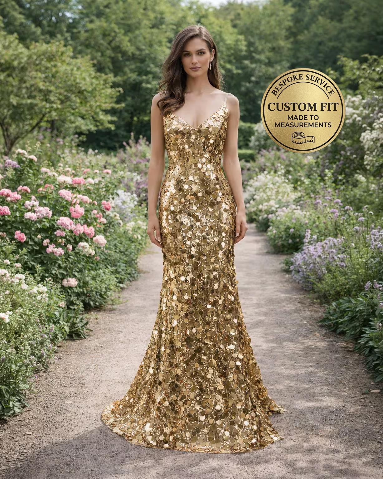 slim fit dress slacks Dazzle in Sequins Petite Dress (Gold) X-Small main image 1