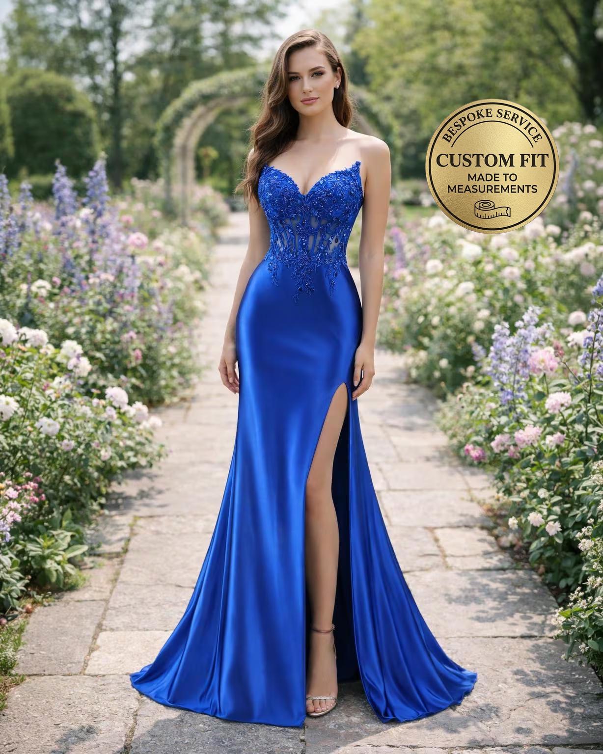 Sapphire Blue Prom Dress - Etsy