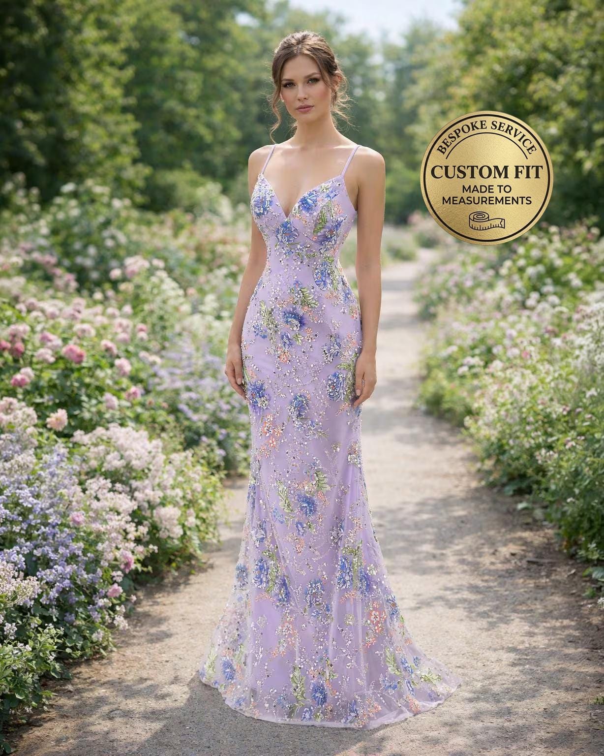 purple embroidered wedding dress Pandora | Unique Wedding Dress With Purple Florals | Floral Embroidery Non Traditional Dress | Sample | 3-4 Month Delivery
