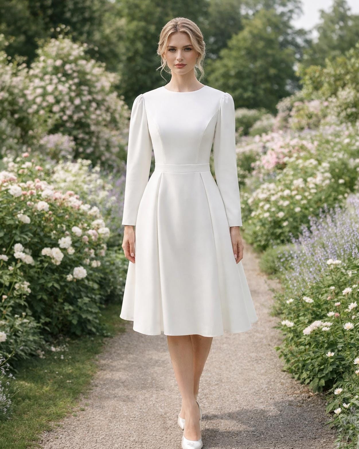 Bespoke White Short Wedding Dress