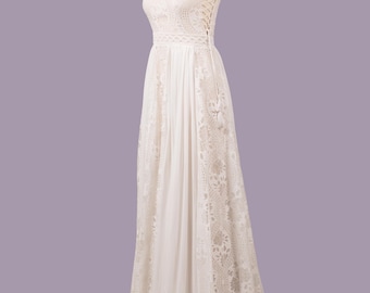 Custom lace wedding dress, hand embroidery wedding dress, ivory bridal dresses
