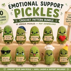 Emotional Support Pickle Crochet Pattern Bundle PDF