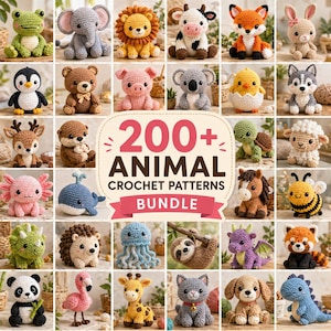 Bundel 200+ amigurumi-haakpatronen | Dieren, eten, fantasypluche (pdf)