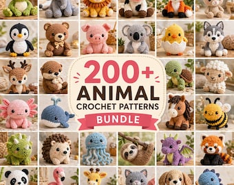 200+ Amigurumi Crochet Patterns Bundle | Animals, Food, Fantasy Plush (PDF)