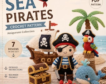 Sea Pirates Crochet Pattern Bundle PDF |7 Amigurumi Crochet Patterns | Digital Download
