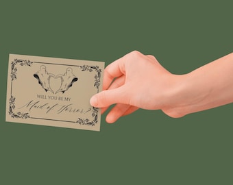 Gothic Bridesmaid Proposal Card: Ghost Heart, Victorian Design (PDF)