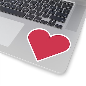 Red Heart Kiss-Cut Stickers: Glossy Laptop Decals