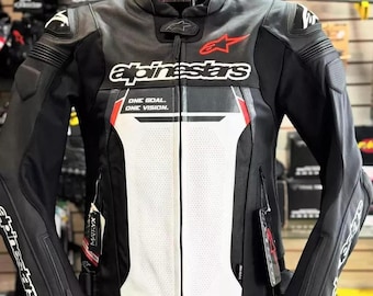 Alpinestars MotoGP biker racing Leather Jacket genuine Cowhide Bikers Racing leather Jacket road safety leather jacket for riders.