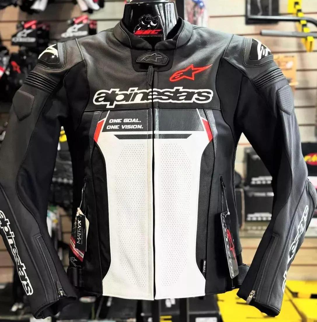 Alpinestars MotoGP biker racing Leather Jacket genuine Cowhide Bikers Racing leather Jacket road safety leather jacket for riders.