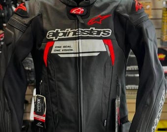 Alpinestars MotoGP biker racing Leather Jacket genuine Cowhide Bikers Racing leather Jacket road safety leather jacket for riders.