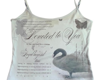 Handbedrucktes Tank Top mit Schwan und Schmetterling