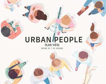 Urban People Plan View Vector Set | INSTANT DIGITAL DOWNLOAD