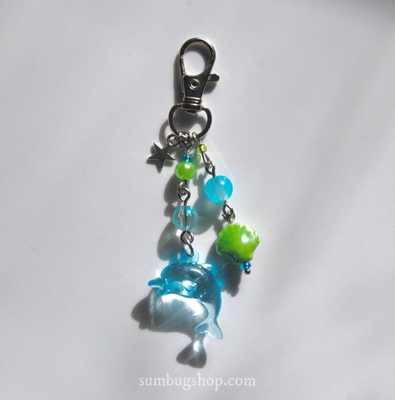 Frutiger Aero Aqua Dolphin Keychain