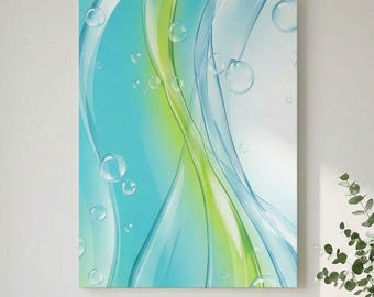 Frutiger Aero Canvas Art – Aqua Glass Abstract, spokojny wystrój techniczny