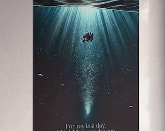 Póster vertical de la historia del pez abisal / Arte mural de criaturas de las profundidades marinas