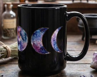 Triple Moon Goddess Mug | Watercolor Celestial Coffee Cup