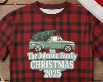 Personalized Family Christmas Shirts - Buffalo Plaid Custom Matching Family T-Shirts With Unique Designs