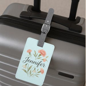 Personalized Birth Flower Luggage Tag – Custom Travel Accessory