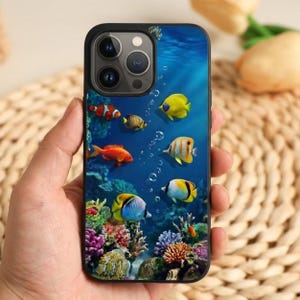 Capa para celular Frutiger Aero – Capa para iPhone 17 com estampa de peixes de aquário + Todos os iPhones e séries Samsung imagem 8