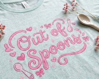 Out of Spoons Shirt, Coquette Spoon Theory, Menhera T-Shirt, Chronic Illness Tee, Pastel Goth