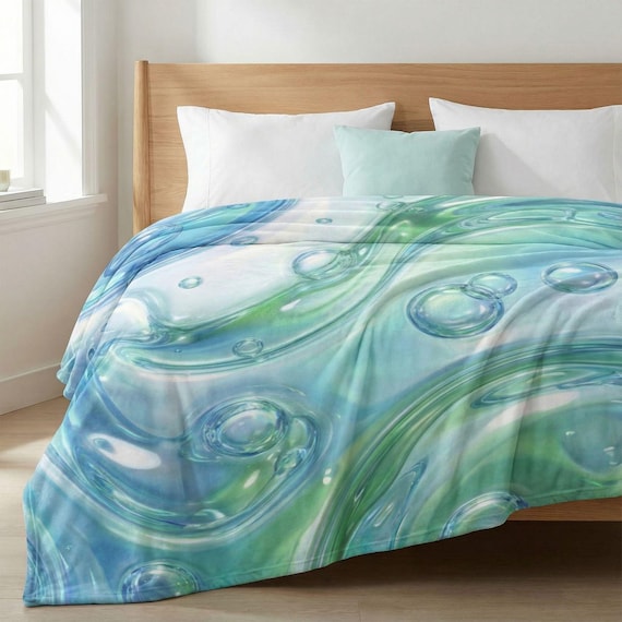 Frutiger Aero Decor – Velveteen Blanket – Y2K Aqua Throw Blanket for Gaming Room & Bedroom