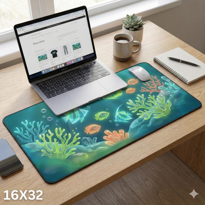 Frutiger Aero Desk Mat | Tropical Fish 3D Mousepad | XL Extended Gaming ...