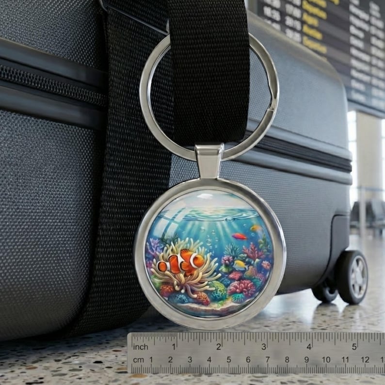 Frutiger Aero Keychain | Stainless Steel Aquarium Bag Charm | Ocean ...
