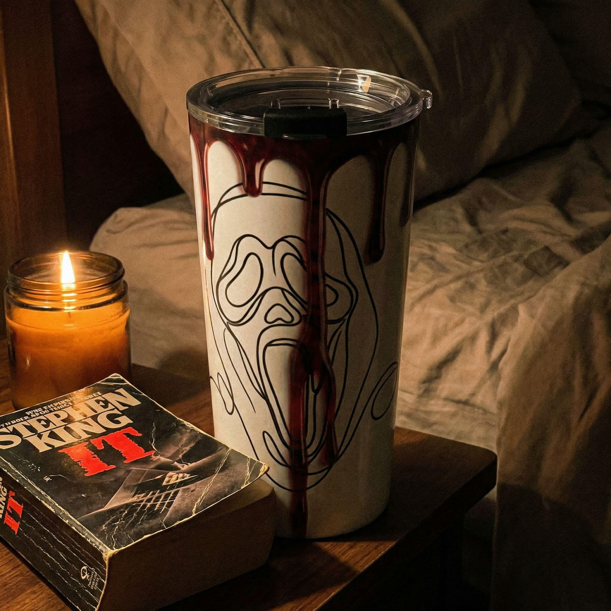 Blood Rip Horror 3D Blood Drip Horror Tumbler | Scary Movie Line Art Stainless Steel ...