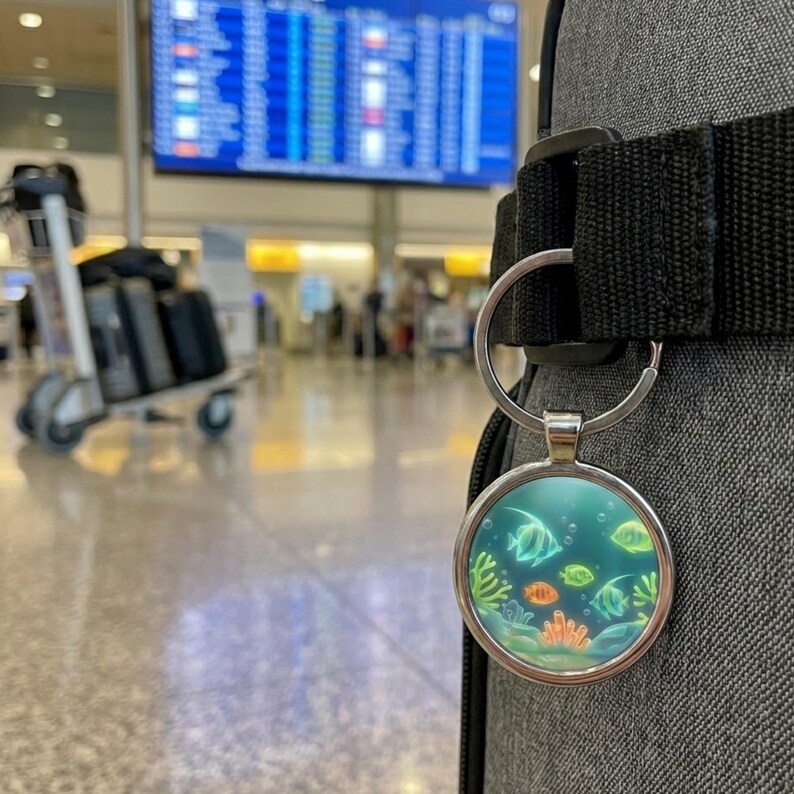 Frutiger Aero Keychain | Stainless Steel Aquarium Bag Charm | Ocean ...