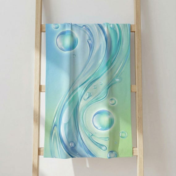 Frutiger Aero Bathroom Hand Towel | Frutiger Aqua Blue and Green Design  | 2000s Nostalgia