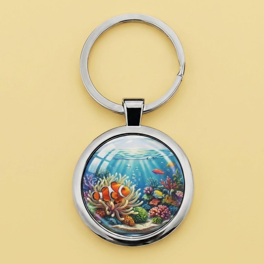 Frutiger Aero Keychain | Stainless Steel Aquarium Bag Charm | Ocean ...