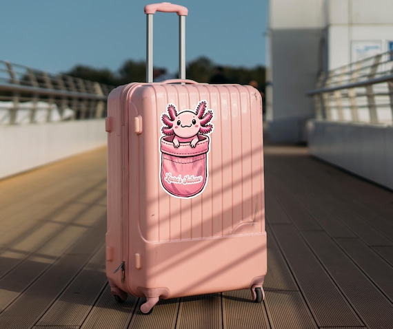away luggage personalized luggage stickers Personalized Pink Axotlotl Suitcase Stickers, Luggage Stickers