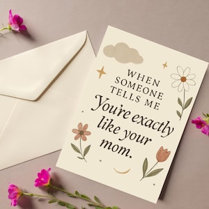 Carte de fête des mères personnalisée de votre fille | carte de voeux de maman | doux cadeau de fête des mères pour maman | Carte florale bien pensée pour elle