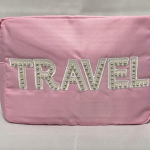 Rosa Perlen XL Reise-Make-up-Tasche