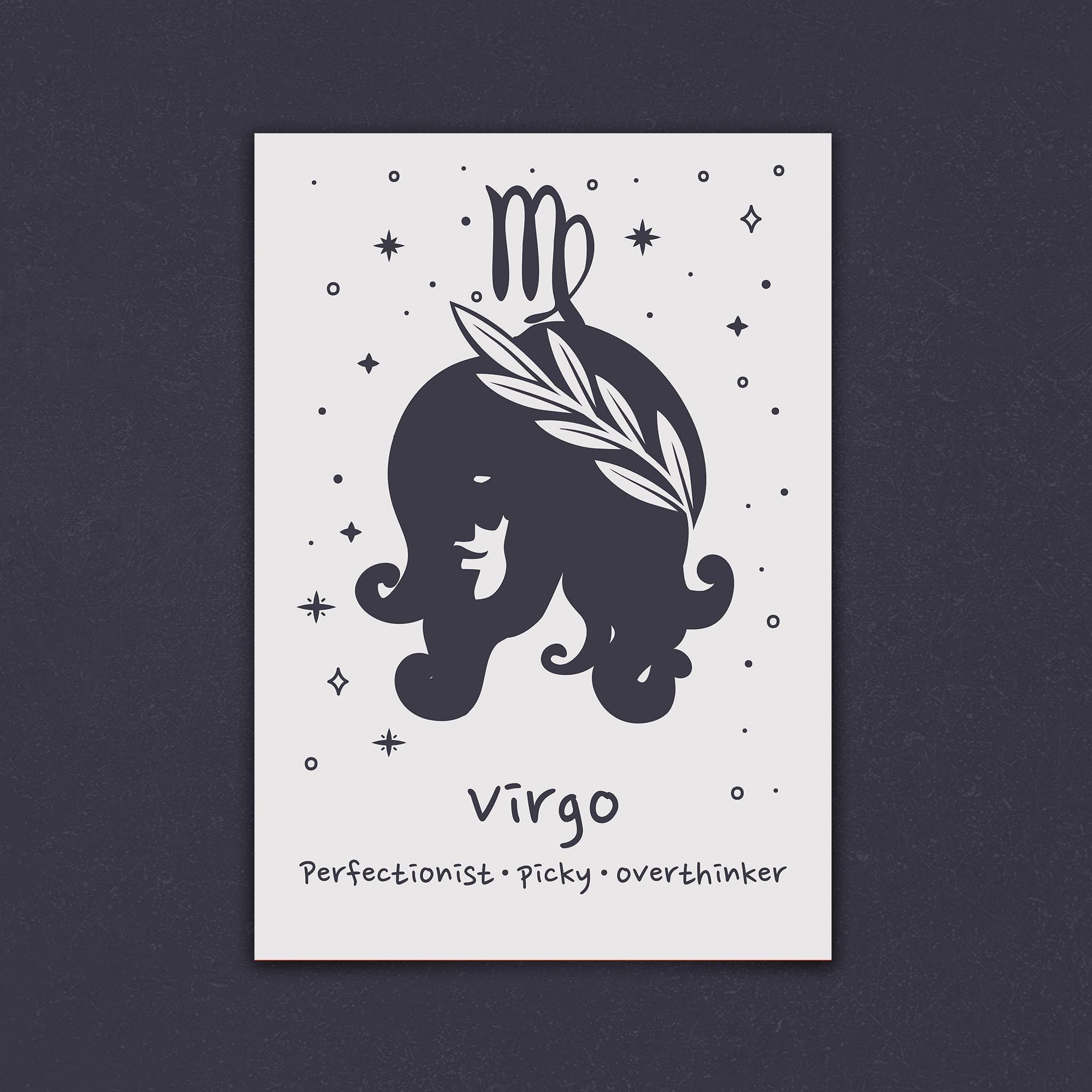 Virgo Zodiac Sign Astrology Art Print Poster,  Virgo Horoscoe Wall Art Printable Gifts Decor, Minimalist Star SignPrint, Horoscope Print