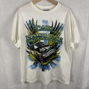 Vintage Y2K NASCAR Carl Edwards Racing Double Sided Graphic T Shirt Men&#39;s XL