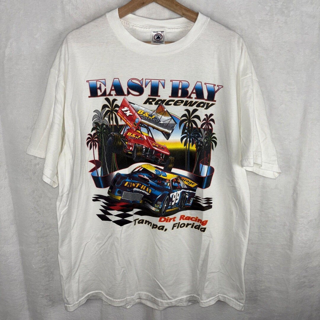 Cd R Raceway T Shirts Vintage 90s East Bay Raceway T-shirt Tampa Florida Dirt Racing Size XL ...
