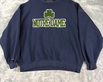 Notre Dame Fighting Irish Shamrock Embroidered Jansport Sweatshirt 2XL Vintage