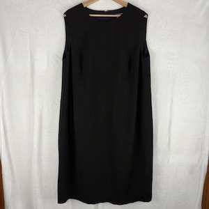 Vintage Linda Allard Ellen Tracy Sleeveless Black Straight Dress Size 20 Silk