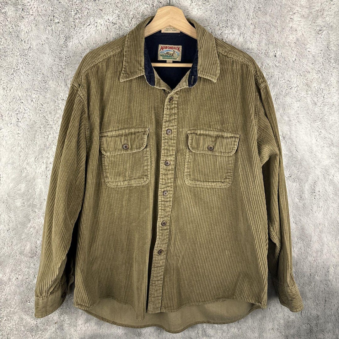 Vintage Adirondack by Savile Row Corduroy Button up Shirt Size Large