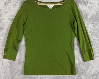 Vintage Lilly pulitzer Womens Size Large Green  Cotton Modal 3/4 Sleeve Shirt