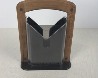 RARE MCM Teak W/ Brass Rivets Bagel Biter Original Bagel Guillotine