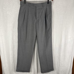 Vintage Roundtree & Yorke Men&#39;s Cuffed Dress Pants Grey 34x30