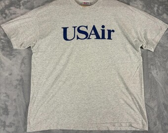 ヴィンテージ USAir シャツ XL 90年代 Hanes Fifty Fifty シングルステッチ グレー 航空会社 アメリカ製