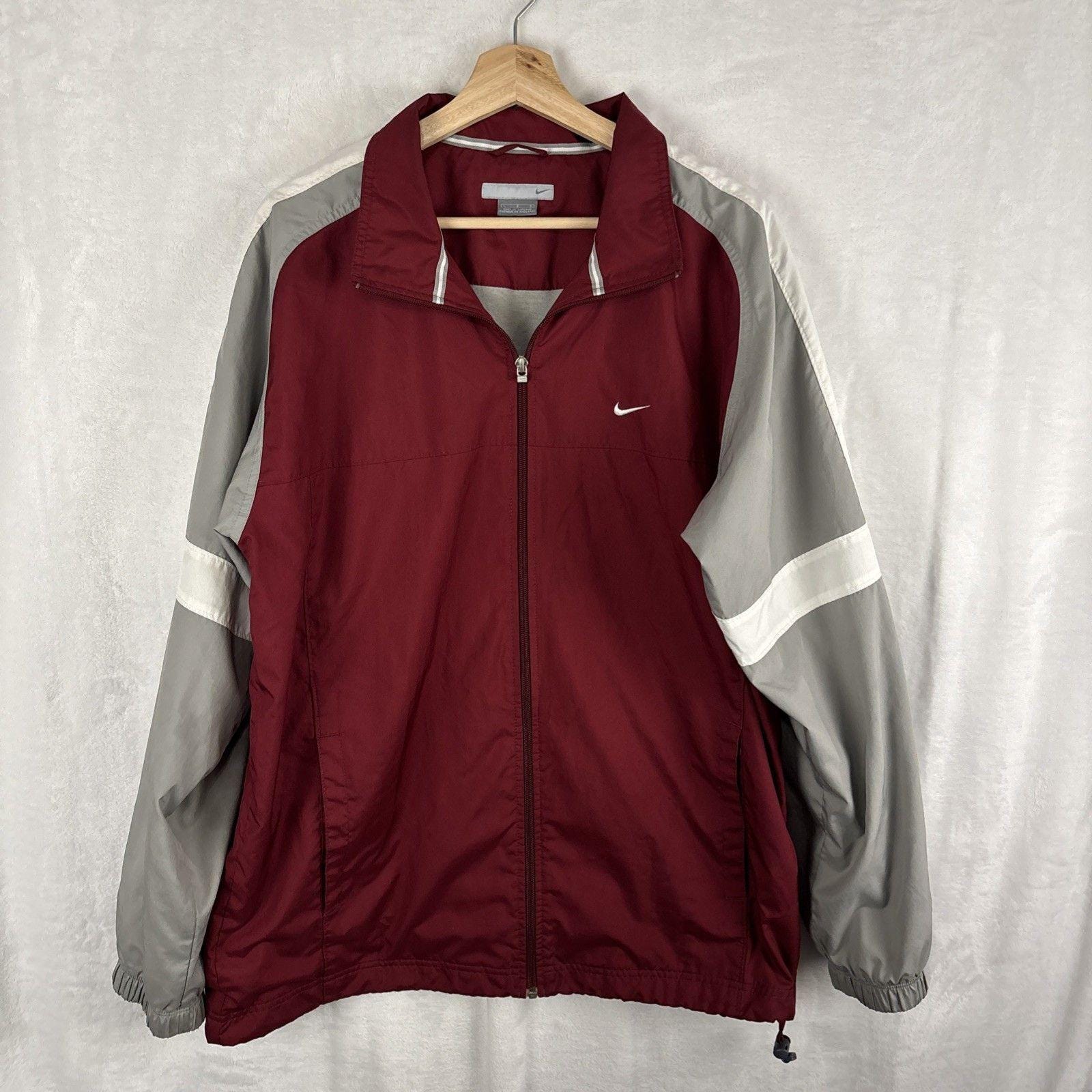 Vintage Y2K Nike Jacket Red White Gray Full Zip Windbreaker