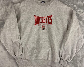 Sudadera vintage de cuello redondo de los Ohio State Buckeyes, talla grande, color gris, de AS Sports.