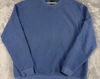 Vintage Lands End Sweatshirt Mens Size Large Cotton Spandex Blue Made in Peru