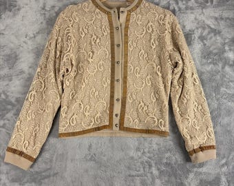 Vintage 60's Lace Cropped Jacket Cream Ivory Paisley Lace Victorian Style Small?