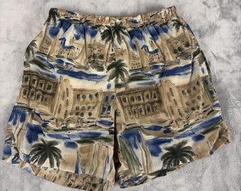 Vintage Nautica Beach zwembroek met palmprint voor heren, maat M