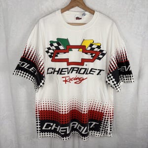 Vintage 90s NASCAR Chevrolet Racing AOP All Over Print T-Shirt Sz XL